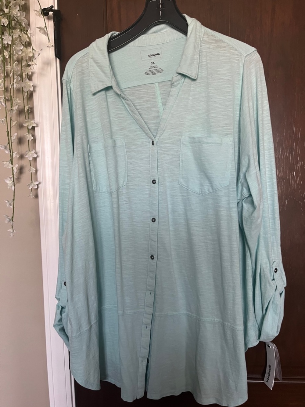 Sonoma Light Mint Green Button-Front Blouse